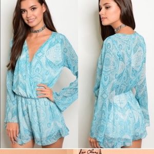 Dainty greenish blue Halle Berry romper